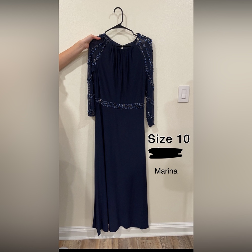 Marina Beaded long sleeve gown, size 10